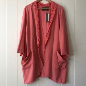 Melissa McCarthy Seven7 Orange Open Front Lightweight Spring Jacket w/Pockets